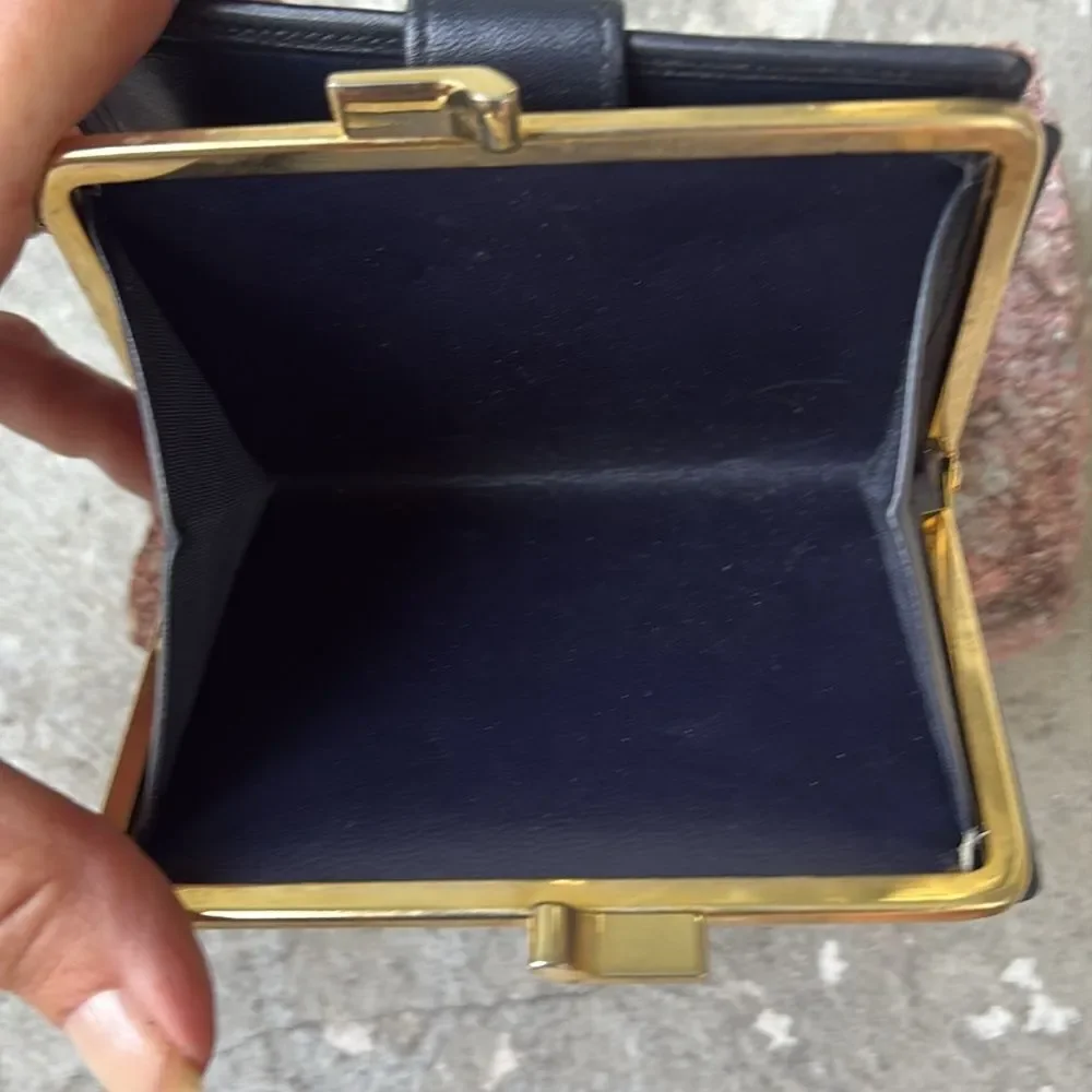 Givenchy blue velvet French kiss closure wallet